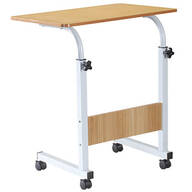 Rolling Adjustable Woodgrain Table