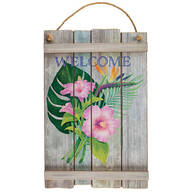 Welcome Hibiscus and Palm Pallet Sign by Holiday Peak™