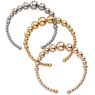 Beaded Open Bangle Bracelets, Set of 3
