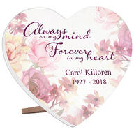 Personalized "Always On My Mind" Memorial Heart Table Sitter