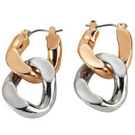 Two-Tone Double Link Drop Earrings