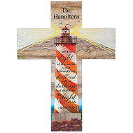 Personalized Rustic Wood Lighthouse Cross