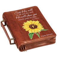 Personalized Sunflower Cross Brown Bible Case