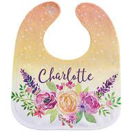 Personalized Watercolor Floral Baby Bib