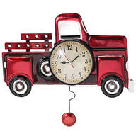 Red Truck Metal Pendulum Wall Clock