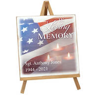 Personalized Patriotic Memorial Plaque on Easel