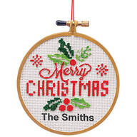 Personalized Merry Christmas Cross Stitch Ornament