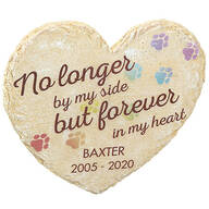 Personalized Heart-Shaped "No Longer By My Side" Pet Memorial Garden Stone