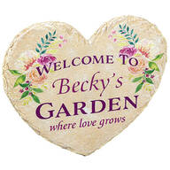 Personalized Heart-Shaped "Where Love Grows" Garden Stone