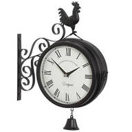 Black Double Sided Rooster Wall Clock