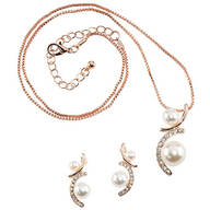 Double Pearl Necklace and Earrings Set