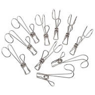 Stainless Steel Clothespin Hooks, Set of 12