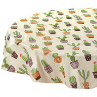 60" Round Cactus Design Vinyl Table Cloth