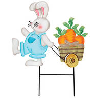 Metal Bunny Pulling Carrots Stake by Fox River™ Creations