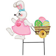 Metal Bunny Pulling Eggs Stake by Fox River™ Creations