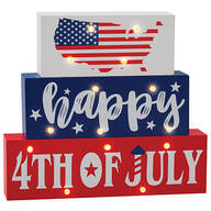 Patriotic Lighted Block Sign by Holiday Peak™