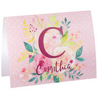 Personalized Pink Floral Note Cards, Set of 20
