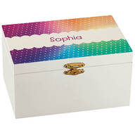 Personalized Rainbow Dots Children's Jewelry Box