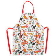 Cat Print Apron with Ring Towel Holder