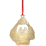 Personalized Goldtone Nativity Ornament
