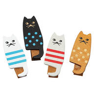 Cat-Shaped Bamboo Clips, Set of 4