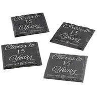 Personalized Anniversary Cheers Slate Coasters, Set of 4
