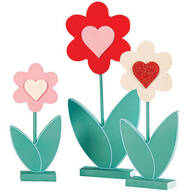 Wooden Heart Flowers, Set of 3 by Holiday Peak™