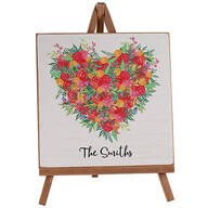 Personalized Rose Wreath Heart Plaque On Easel