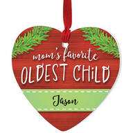 Personalized Mom's Favorite Oldest Child Heart Ornament